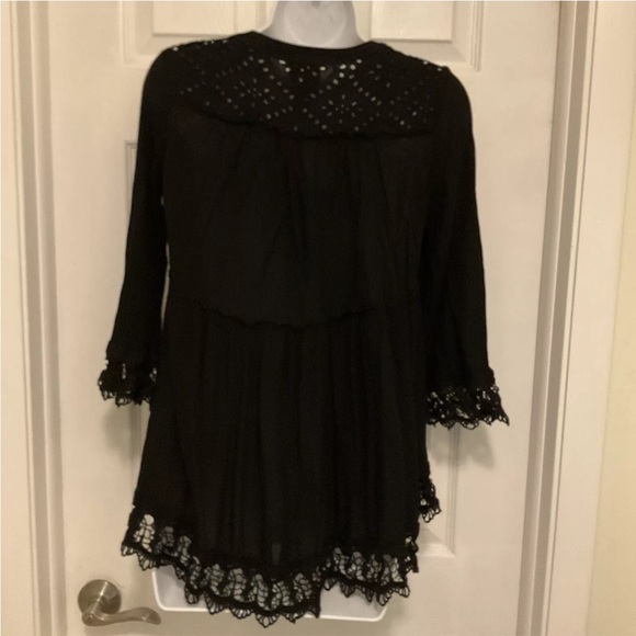 Knox Rose Black Boho High/Low Hem Top Size S - Picture 2 of 12